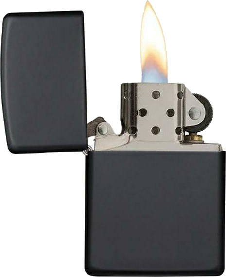 Zippo Black Matte paląca się.png