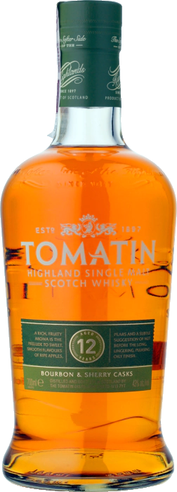 Tomatin 12YO Single Malt Scotch Whisky 700ml 43% - butelka i etykieta (Highland single malt)